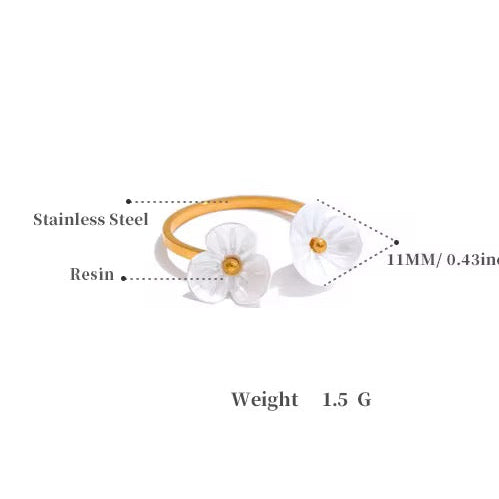 Technical diagram of a hair clip with floral design, showing materials and measurements.