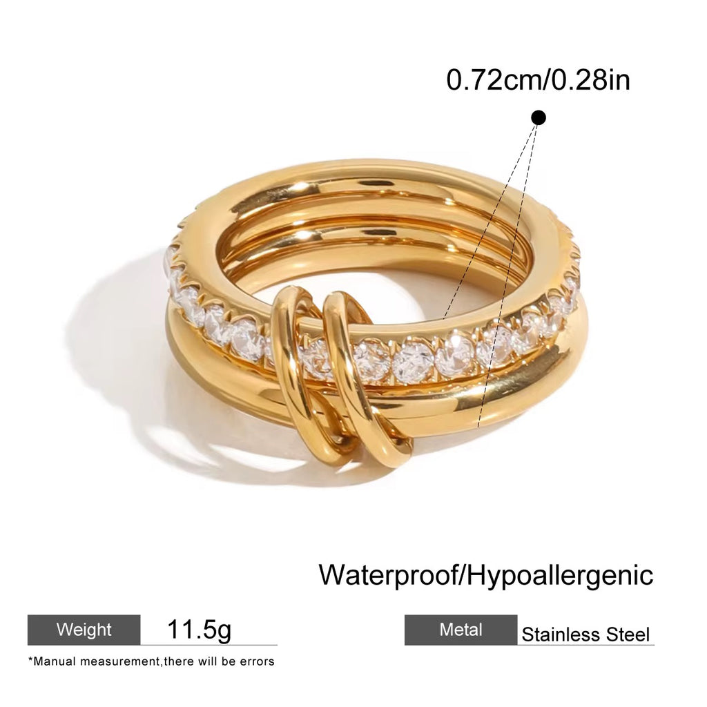 Interlock Pave Gold Ring - Size 7